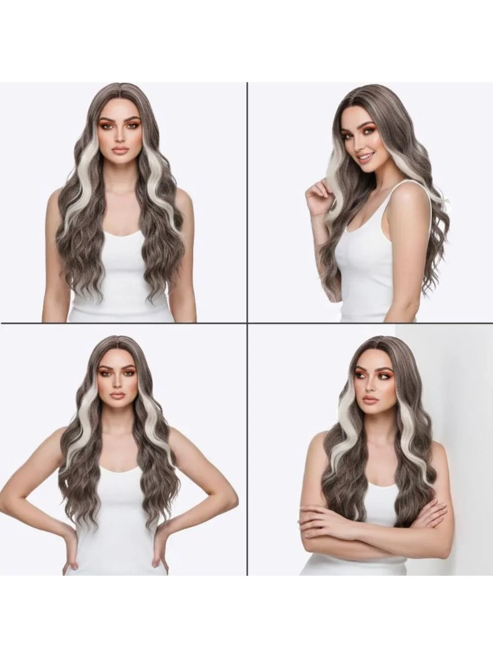 Women's Ash Brown Blonde 26 Inch Charming Middle Part Heat Resistant Fiber Wigs